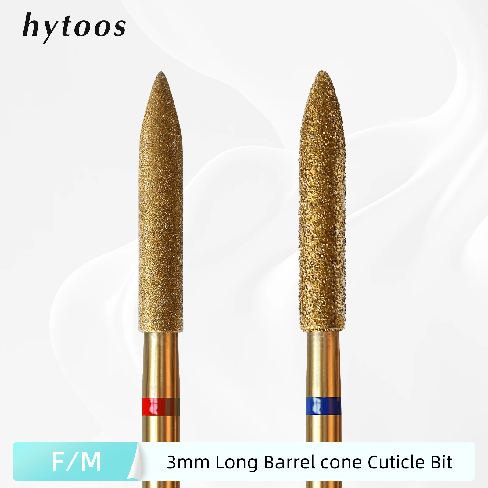 HYTOOS 3 มม.ขนาดใหญ่ Barrel กรวย Cuticle ทําความสะอาดเล็บเจาะบิต, ไทเทเนียมรัสเซียเพชรเล็บ Bits Dead Skin อุปกรณ์ทําความสะอาดเล็บ