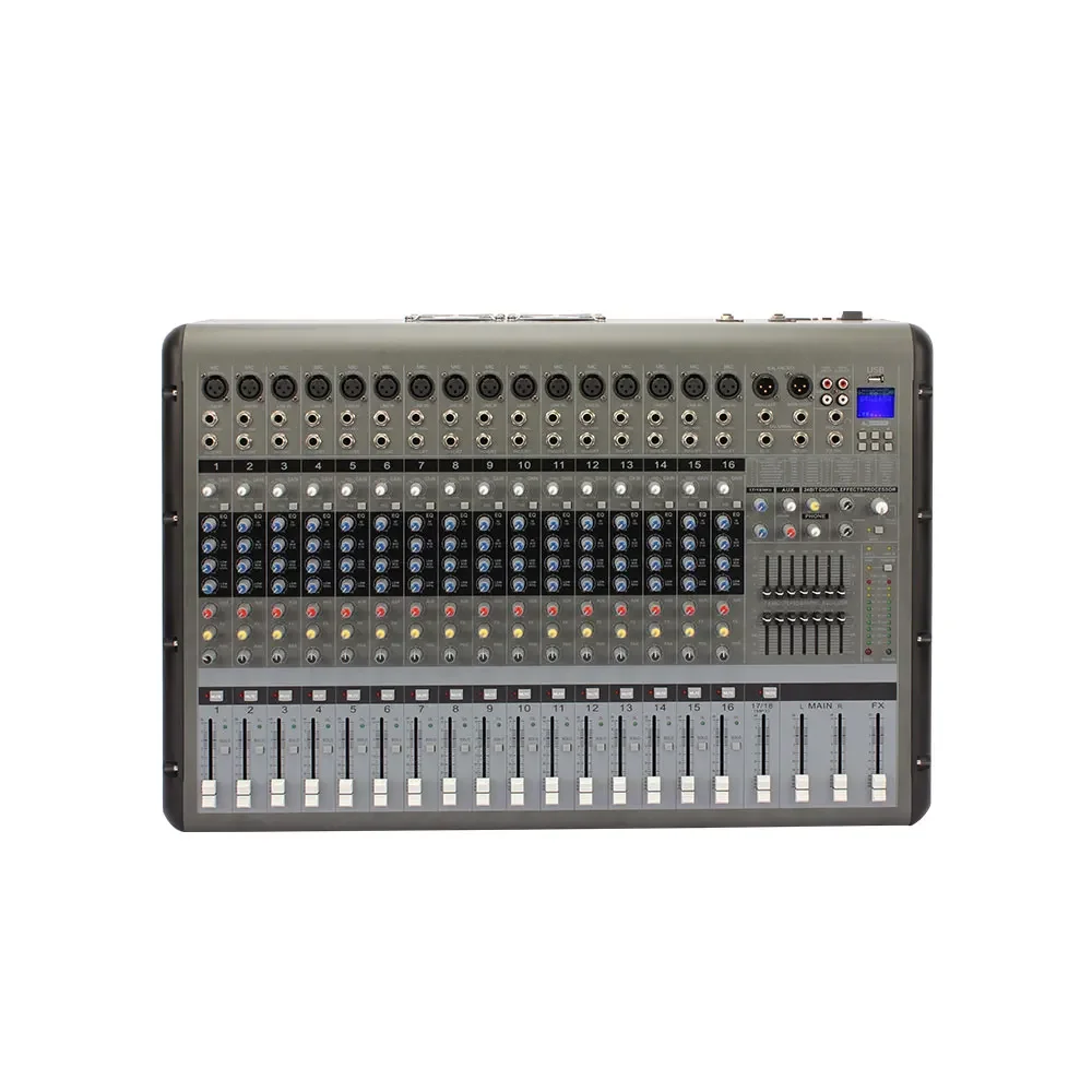 ELM 16 channels audio mixer group  phantom power sound mixer dj professional digital echo mixer power amplifier