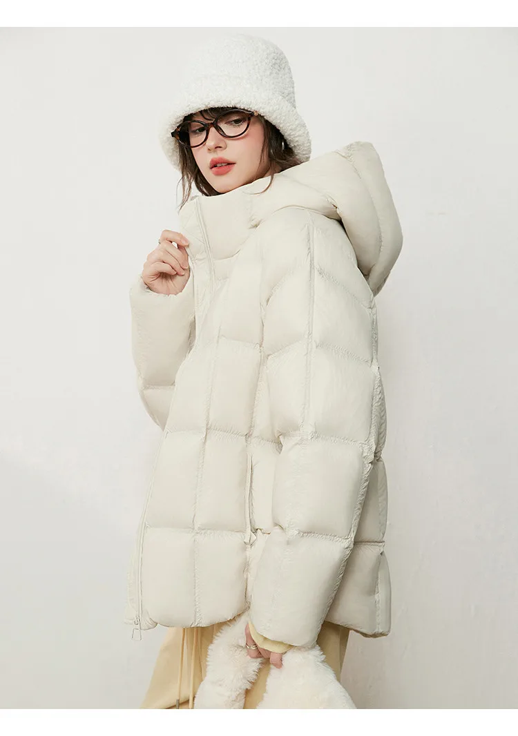 LOUISYAO 90% Duck Down Three Proof Jacket Women 2025 Winter Minimalist Hooded Thickened Premium Warm Outerwear Coat