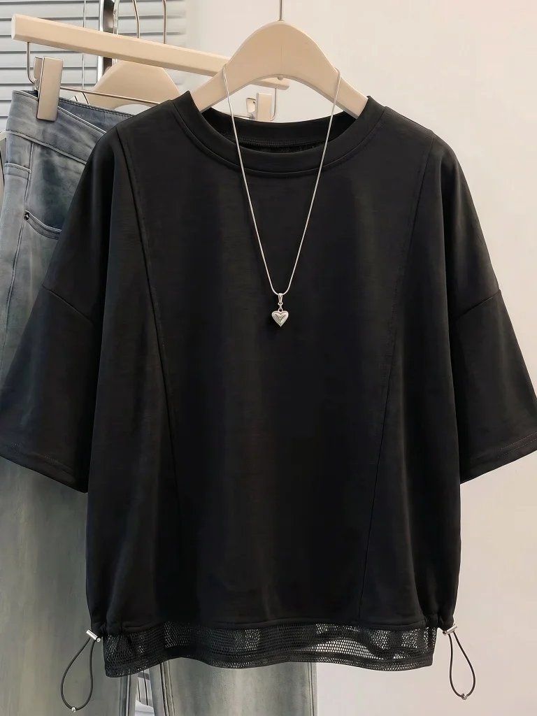 Summer New Women's Loose Fit Short Sleeve T-Shirt  Euro Style plus Size Cover Belly Slimming Top Commute Fashion