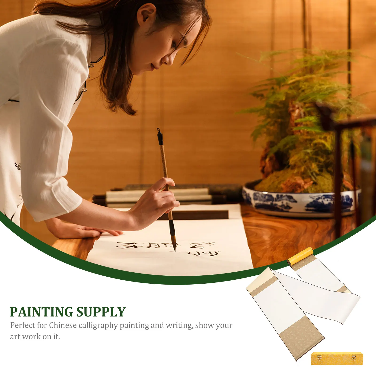 

1Set Chinese Calligraphy Scroll Paper Durable Portable Blank Painting Paper Professional Calligraphy Practice Writing Accessory