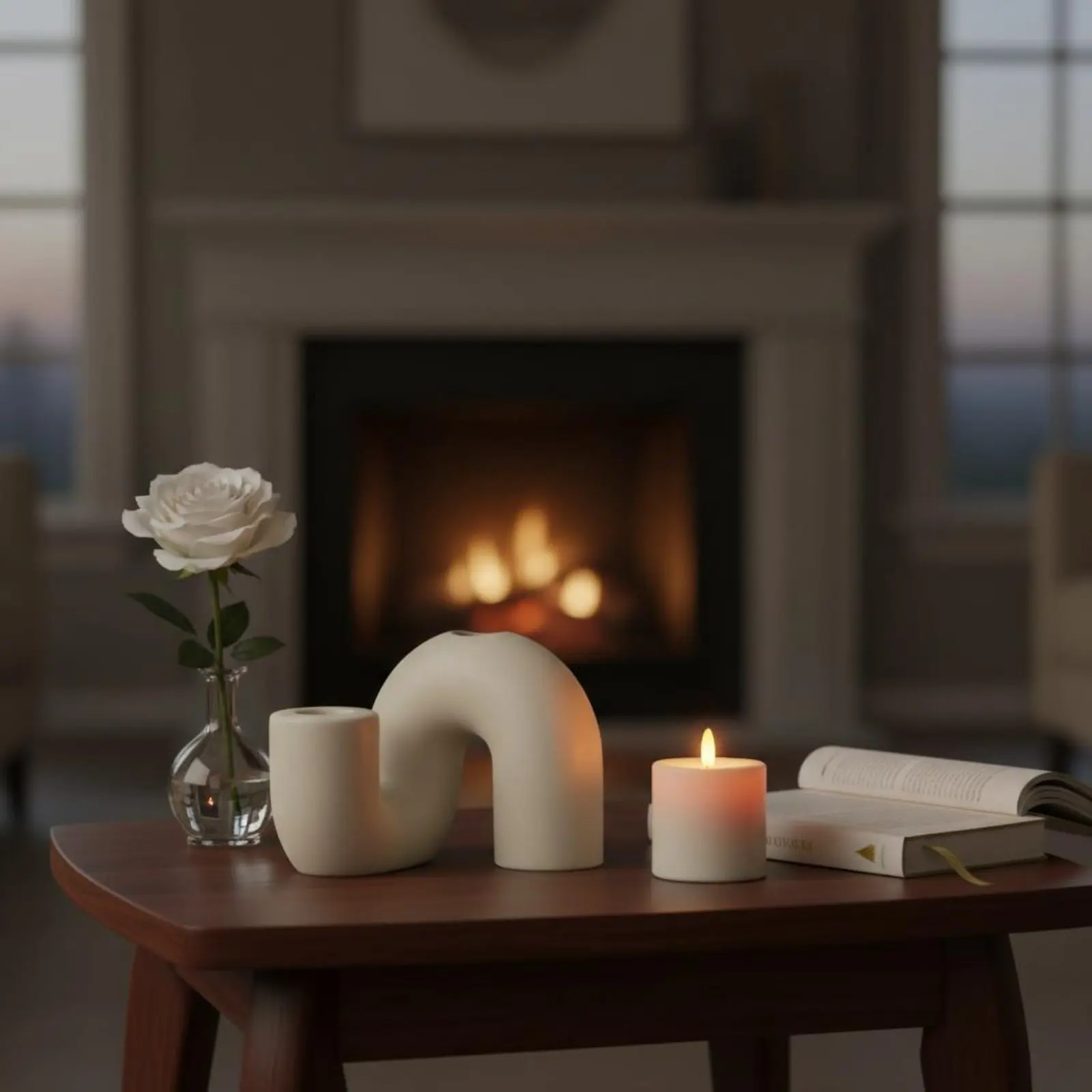 Wavy Ceramic Candle Holder Matte Finish Curved Candlestick House Decoration Nordic Design for Shelf view 5