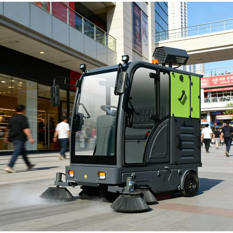 Full Enclosed Single Seat Pure Electric Dust Sweeper Circulation Cabin Large Capacity Waste Tank Plaza Equipment