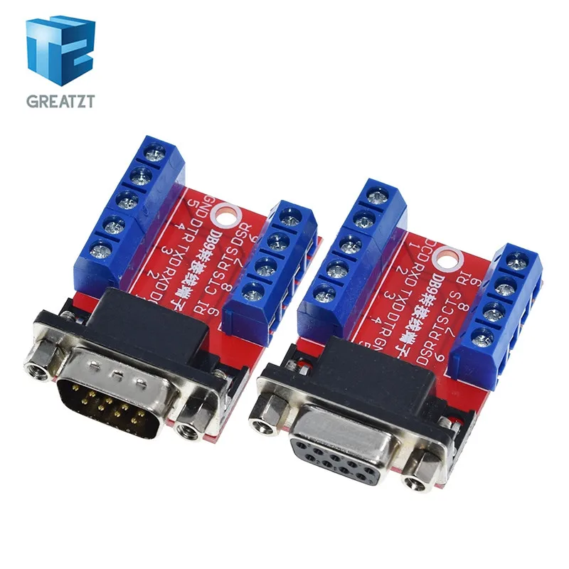 GREATZT DB9 Male Female Adapter Signals Terminal Module RS232 Serial To Terminal DB9 Connector
