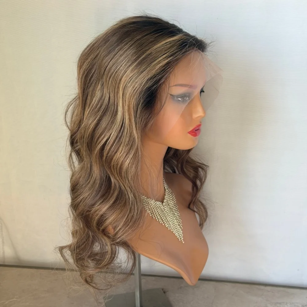 

High Density Real Human Hair wigs Brown Blonde Highlights Colored 13x6 HD Lace Frontal Wigs Real European Hair Lace Top Wigs