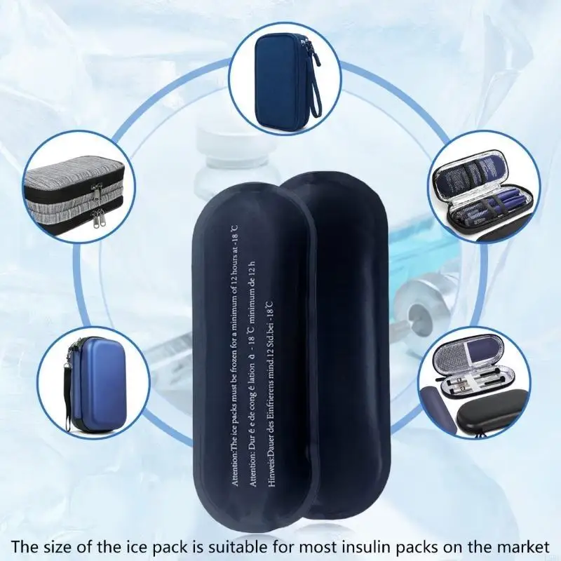 

2Pcs Portable Reusable Diabetic Cooling Bag Cold Gel Ice Pack Protector L5BE
