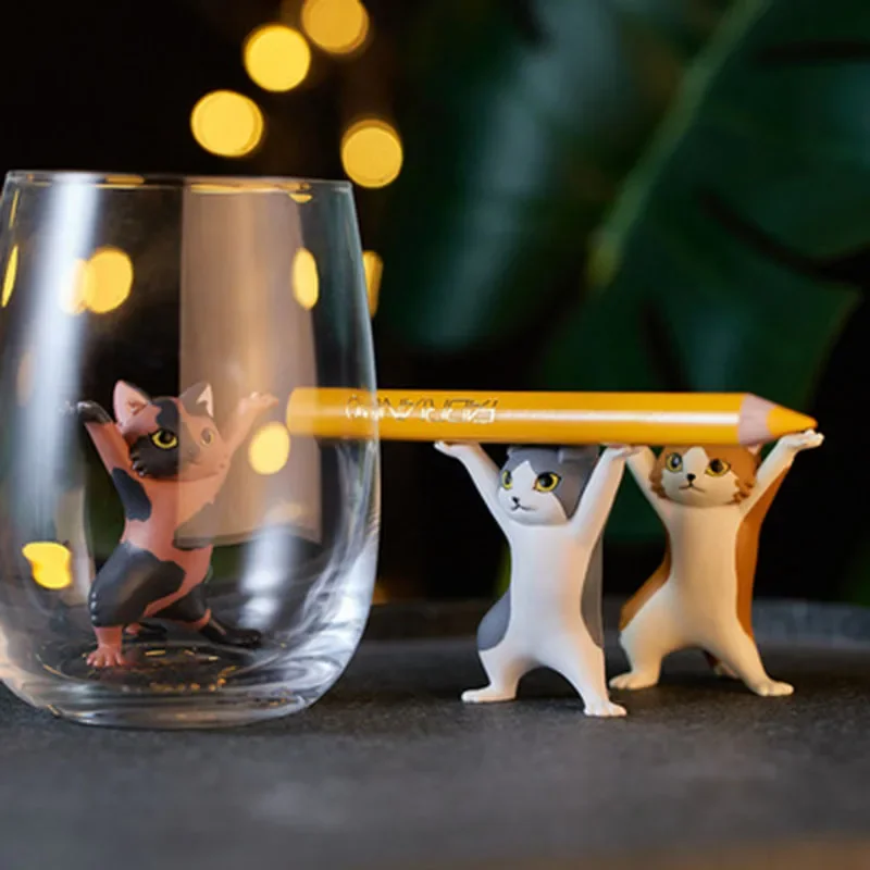 Cute Cat Jewelry Display Stand, Earring Necklace Holder, Multifunctional Desktop Organizer for Earphone Lipstick Pen