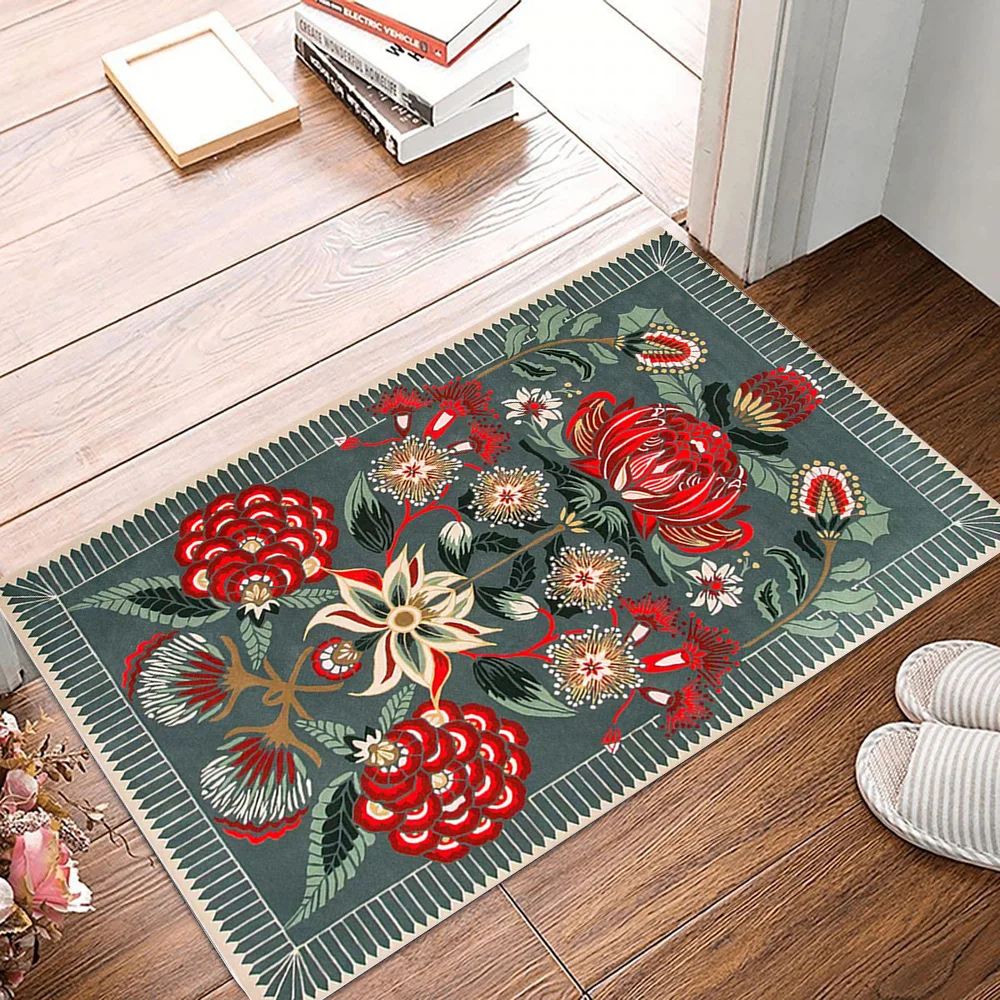 VIKAMA Scandinavian Retro Crystal Velvet Household Decorative Small Carpet Bedroom Bedside Bathroom Non-slip Footpad
