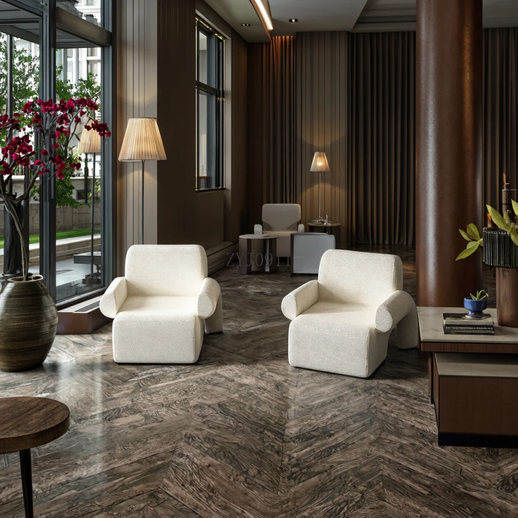 كرسي أريكة غرفة المعيشة كرسي صالة الحديقة كرسي صالة فردي خشبي حديث من الشمال #6