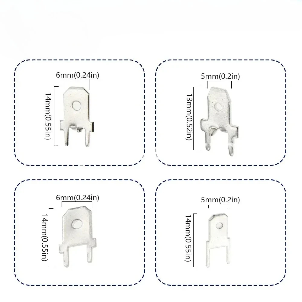 2000PCS 6.3mm 4.8mm Male PCB Terminal Connectors 0.8mm Thickness Solder Lug with Two Legs Inserts Plug for Circuit Board Welding