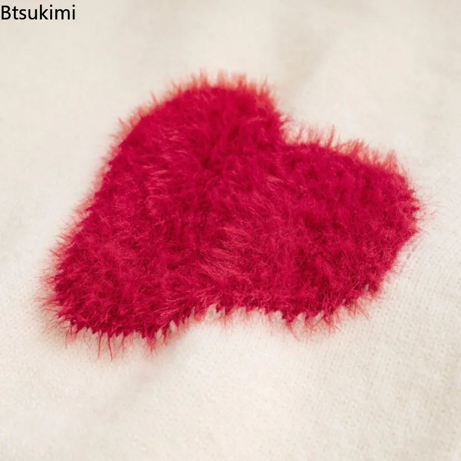 سترات رجالية محبوكة على شكل قلب صوفية كبيرة الحجم ورقبة دائرية وأكمام طويلة وطول عادي ملابس خارجية غير رسمية على طراز الهيب هوب #3