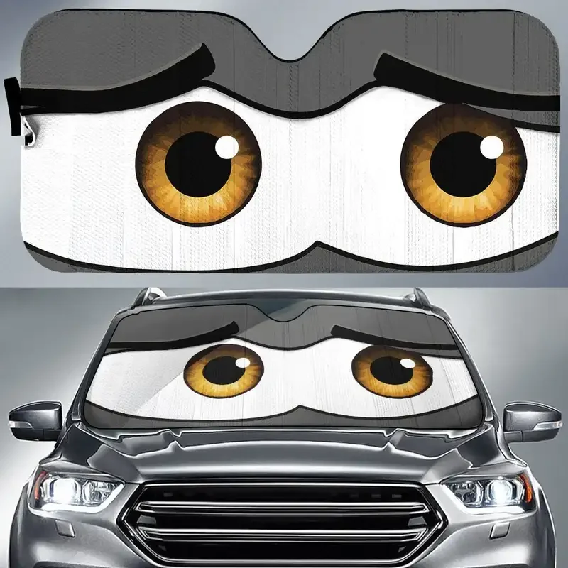 Car Front Window Cartoon Small Eyes Windshield Sunshield, Anti-UV Car Sunshade, Car Cover, Car Sunshade