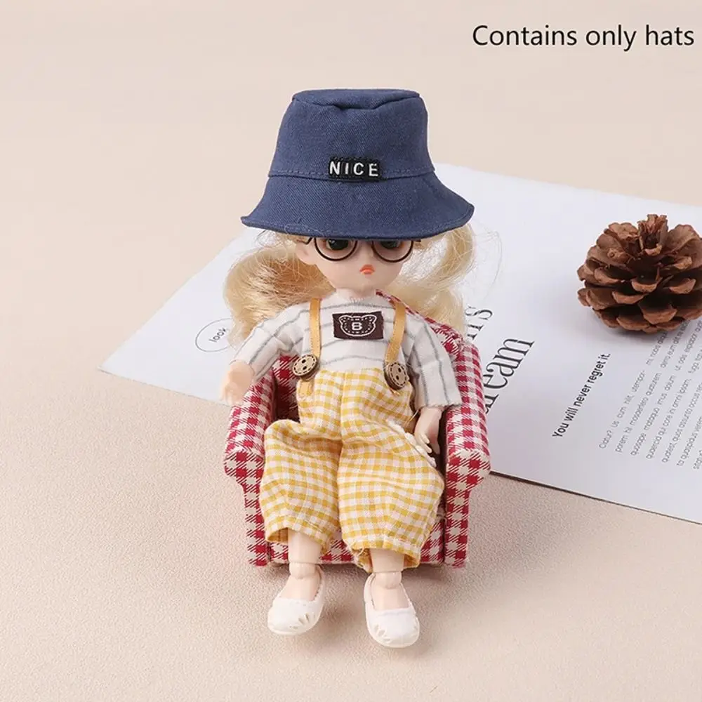 Doll's Clothes 1/12 BJD Fisherman Hat Toy Accessories Round Doll Round Bucket Hat Cute Mini OB11 Doll Hats Kids Girls Toys