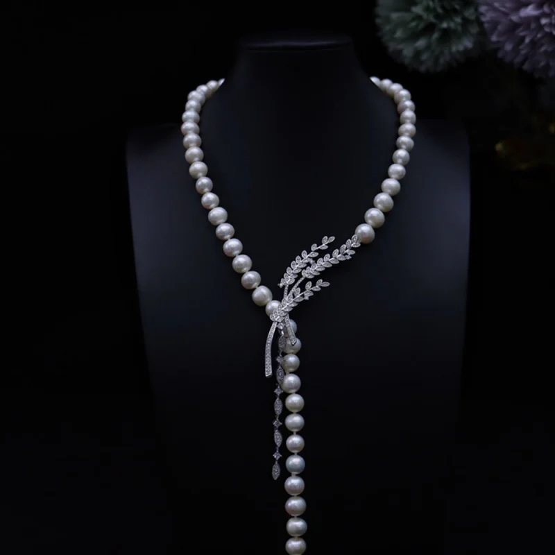 

Long Natural Freshwater Pearl Necklace for Women, White Versatile Niche Fashion Jewelry, Exquisite Sweater Chain Wholesale
