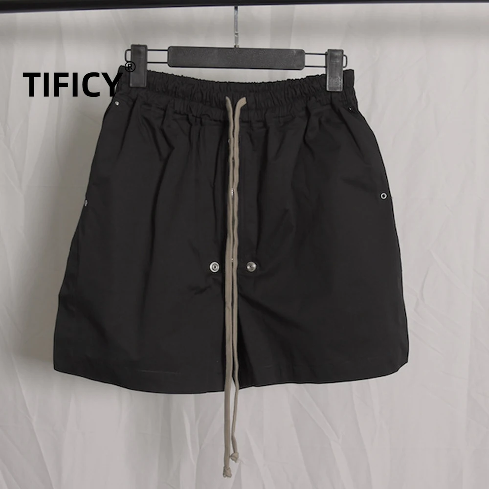 

high street New Dark RO Classic Fashion Dark Shorts Woven Workwear Four Leg Leg Split Zipper Men's Beach Casual Shorts