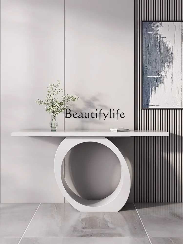 

S Light Luxury Console High-End Italian Minimalist Stone Plate Altar Living Room Entrance Cabinet Art Style Table