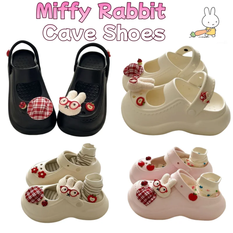 

Miffy Rabbit anime peripheral gifts cartoon thick soled soft cute hole shoes breathable summer wear non slip slippers
