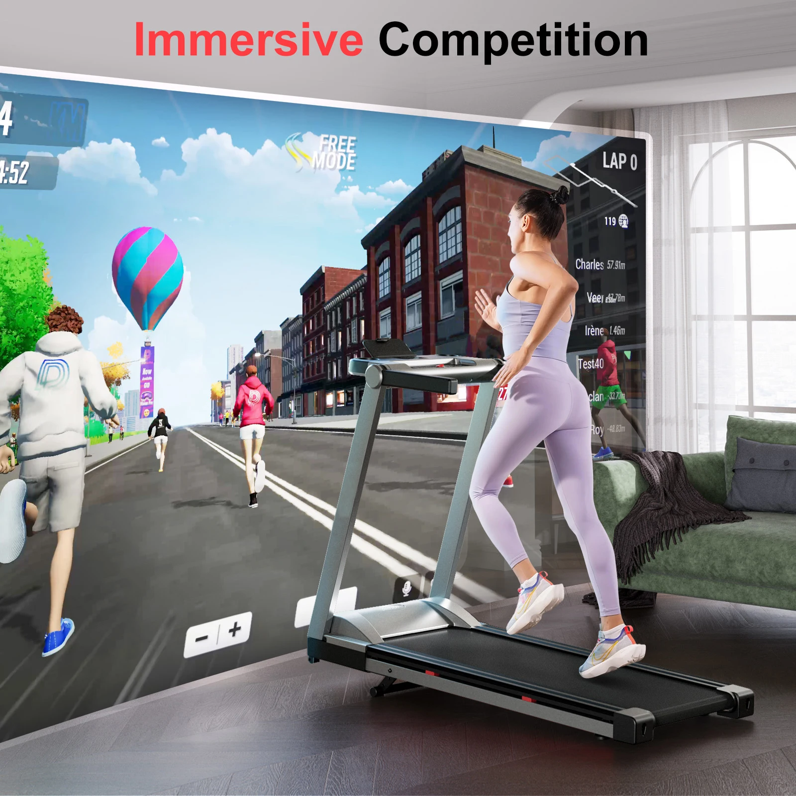 Foldable Treadmill 350lbs Adjustable 6% Incline Walkingpad for Home/Office LCD APP Data Treadmills 10MPH Exercise Machine