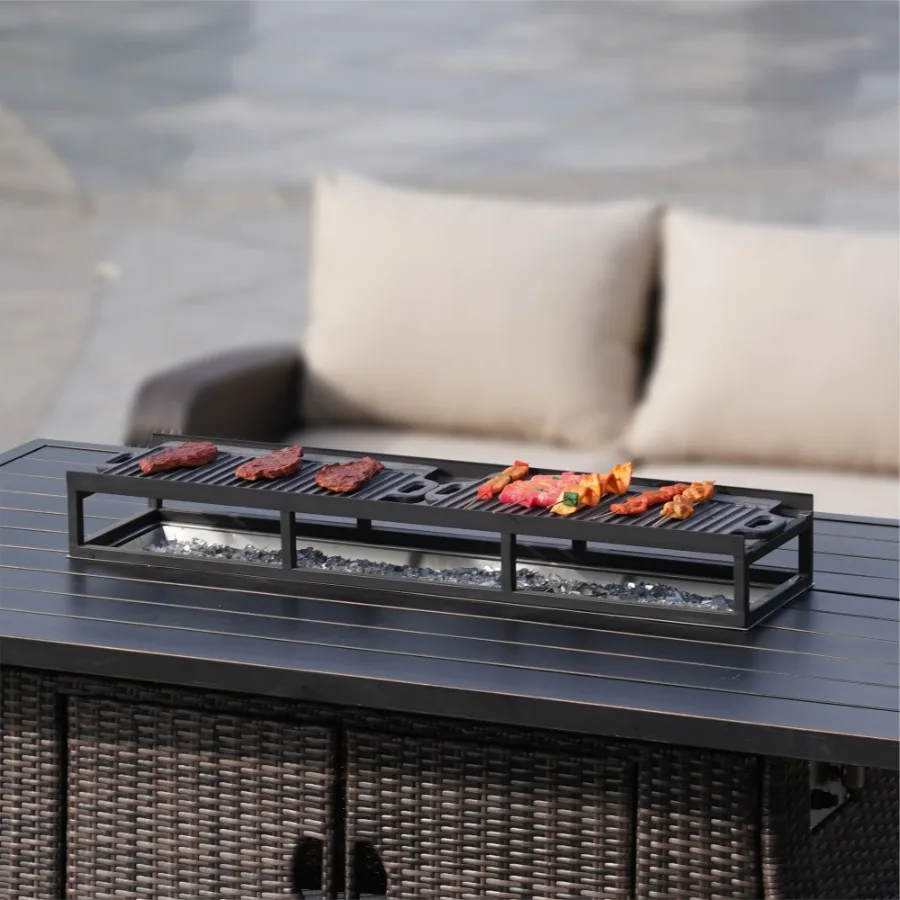 

Durable Black Iron Grill Stand with EnamelCoated Cast Iron Cooking Pans
