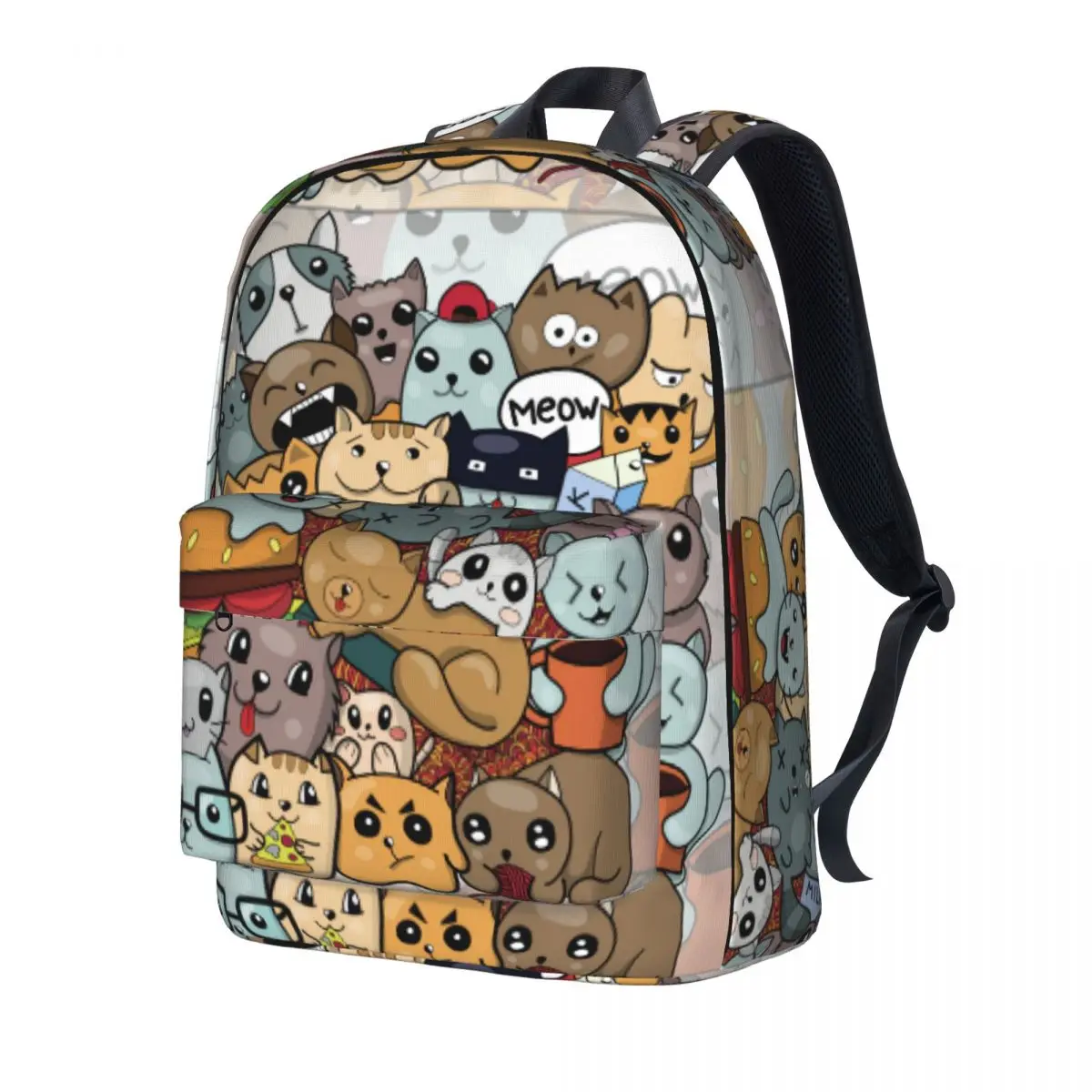 Doodle Cat Backpack Meow Animal Cute Travel Backpacks Men Casual School Bags High Quality Soft Rucksack Back To School