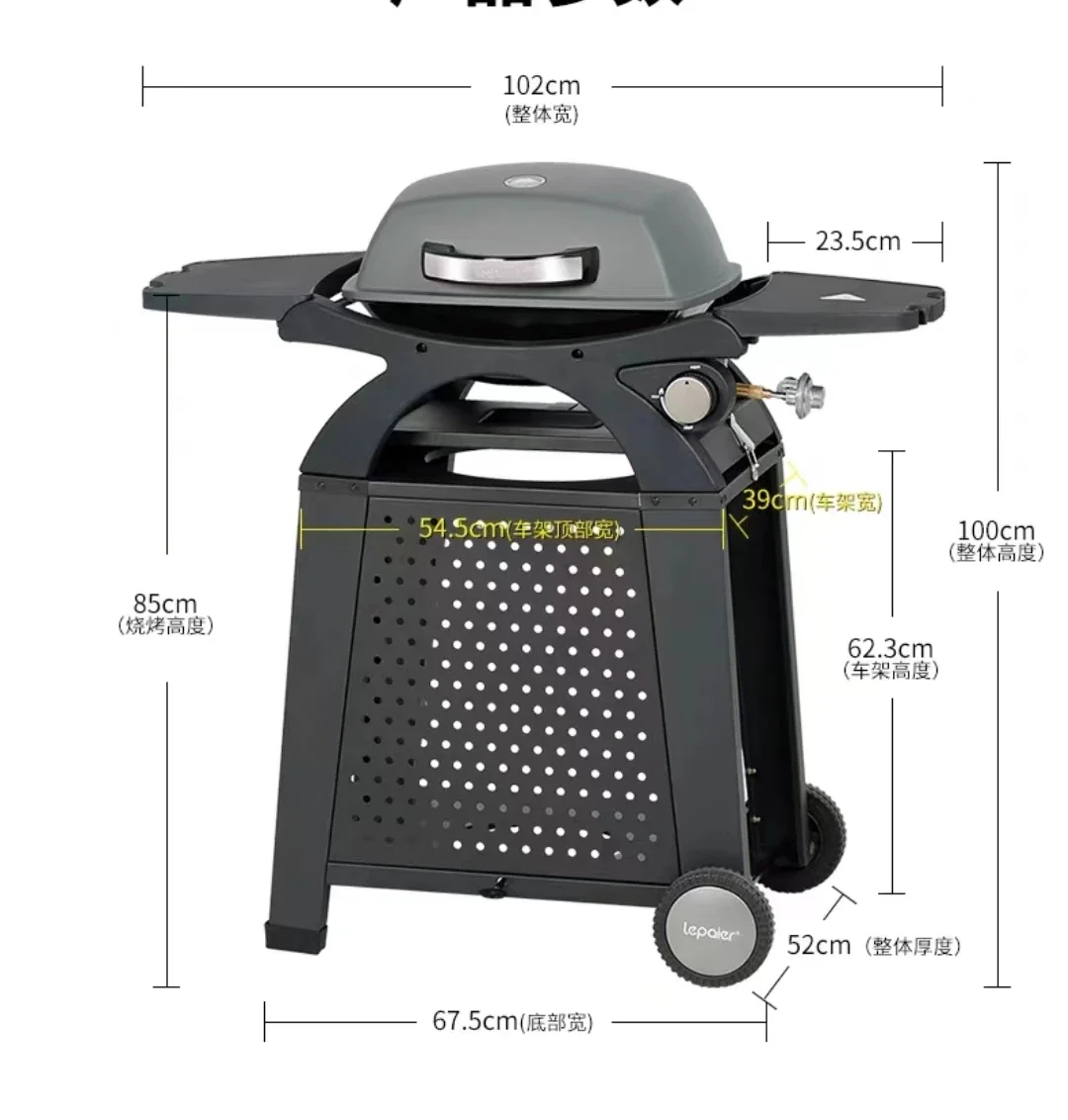 Outdoor Camping Car Portable Gas Grill, Small Tabletop Propane Grill With Cast Iron Grate And Griddle