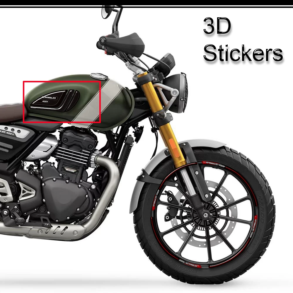 Motorcycle For Triumph Scrambler 400X Tank Pad Side Grips Gas Fuel Oil Kit Knee Fairing Fender Wheels Stickers Decals 2024 2025