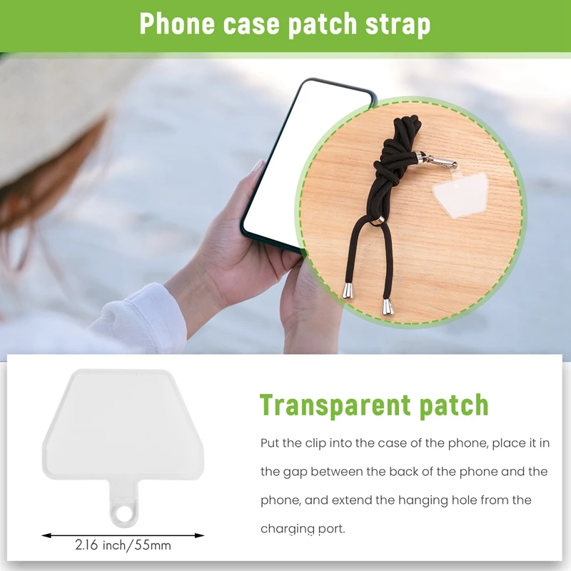 Phone Strap, Hanging Mobile Phone Lanyard Holder With 2 Pieces Clear Patch Universal Cell Phone Lanyard