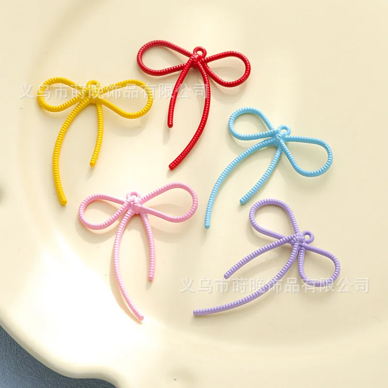 5 pçs pintado colorido webbing arco liga de zinco streamer macaron diy jóias acessórios pingente artesanal