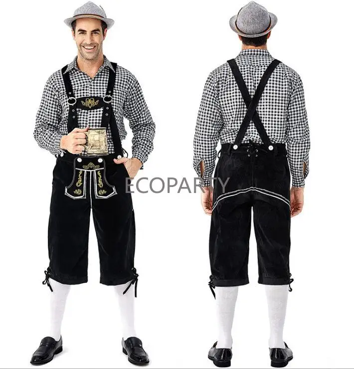Немецкие костюмы Октоберфеста, мужские костюмы Lederhorse, традиционный баварский пивной мужской комплект рубашек, косплей, Хэллоуин, фестиваль, наряд для вечеринки
