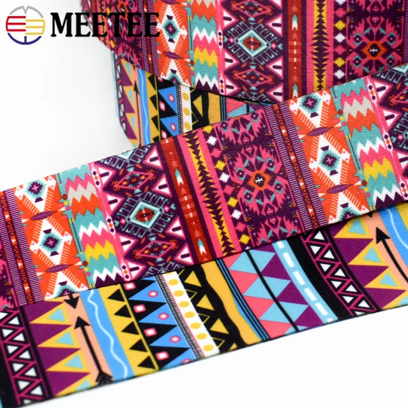 2/3/4/5Meters 38/50mm Ethnic Jacquard Nylon Webbing Double-sided Printed Luggage Strap Clothes Binding Tape Sewing Accessories