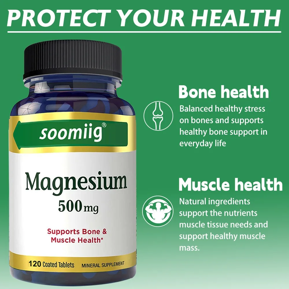 Magnesium Capsules 500mg - Support Muscle, Sleep, Joints, Bones, Immune and Cardiovascular Health