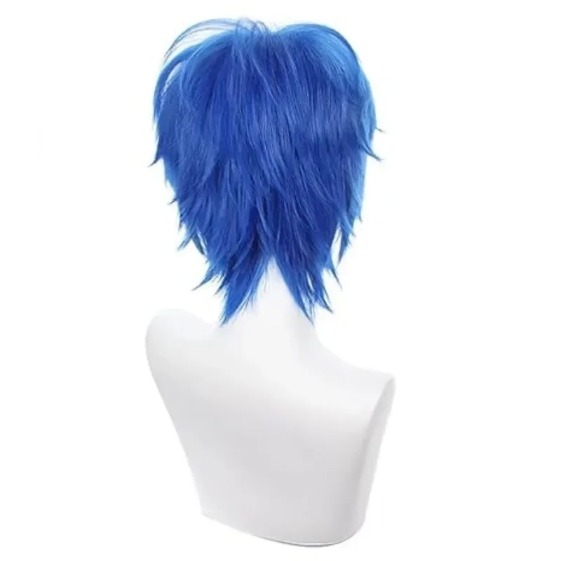 Anime Kaito Cosplay Wig Short Blue Mixed Heat Resistant Synthetic Hair Party Wigs image 4