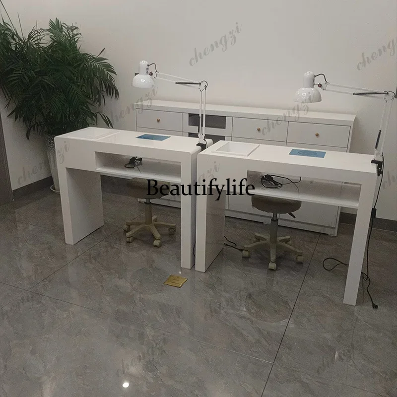NQ52  paint groove storage box, manicure table drawer, single double manicure table, built-in vacuum cleaner, light clip console