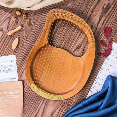 Portable Lyre Harp Professional Adult Beginners Harps Sound Therapy Mahogany Harp Traditional Small Stringed Musical Instruments