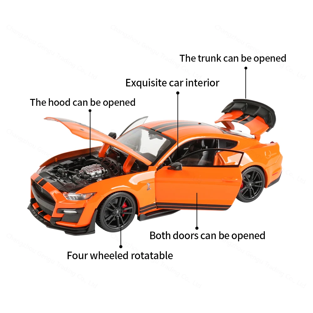 Maisto 1:24 2020 Mustang Shelby GT500 Laranja Estático Die Cast Veículos Modelo Colecionável Carro Brinquedos Coleção de Presentes