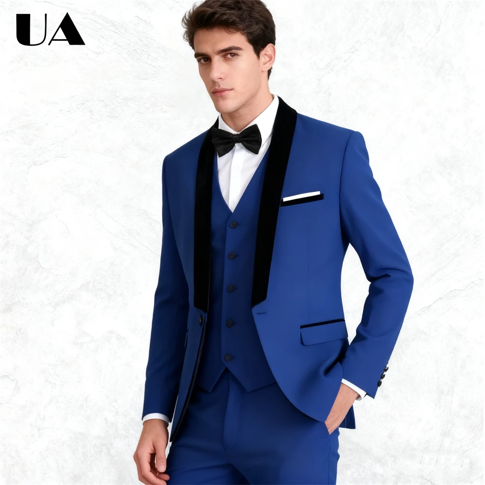 

Fashionable Mens 3-Piece Suit Attire for Formal Occasions, One Button Business Tuxedo (Jacket Vest Pants) US0-US50 Plus Size