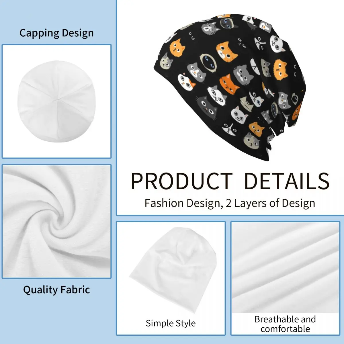 متنوعة وجوه القط لطيف ملتوي كيتي القط رسومات دافئة محبوك قبعة موضة بونيه قبعة الخريف قبعة حريمي للجنسين الكبار