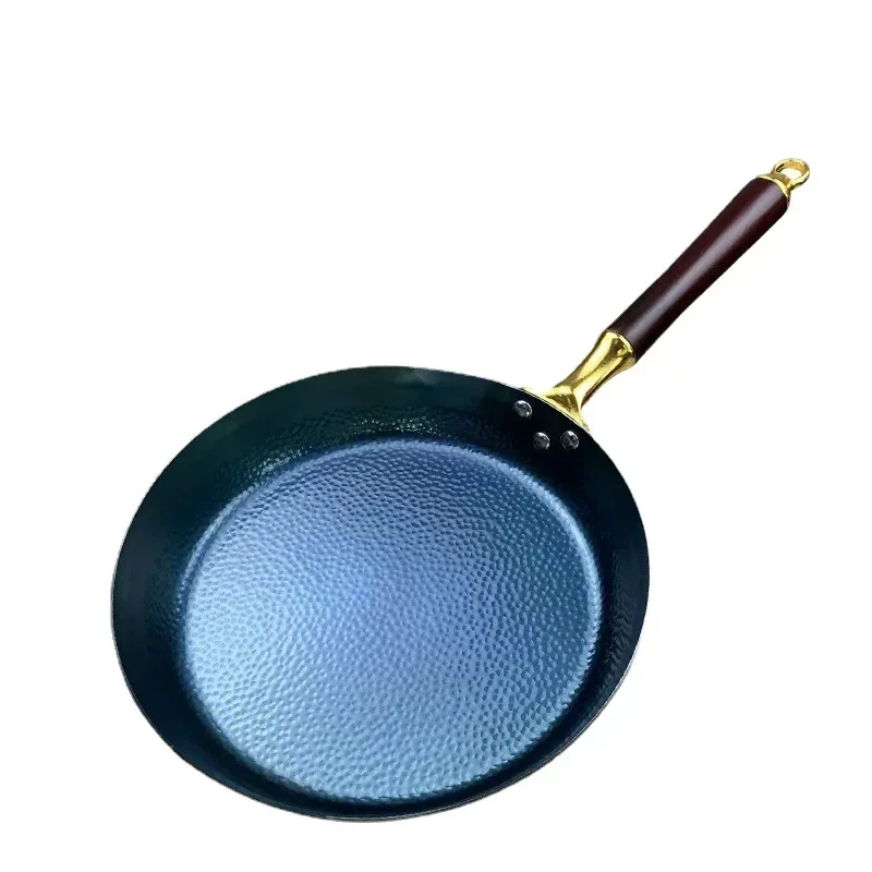 Zhangqiu Gold Handle Fish Scale Frying Pan Uncoated Non-stick Pan Handmade Iron Pot Household Cooking Pot