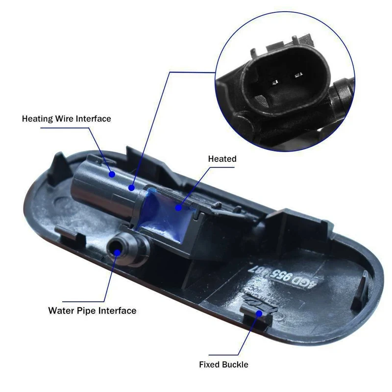 2Pcs Car Front Windscreen Washer Spray Nozzle Jet Heated L&R For AUDI A3 A4 Q3 Q5 Q7 A7 TT
