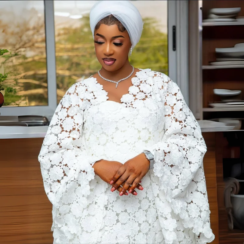 

PGC Lace African Milk Silk Lace Fabric 2025 High Quality Nigerian White Mesh Embroidery Lace for Sewing Women Wedding Dress