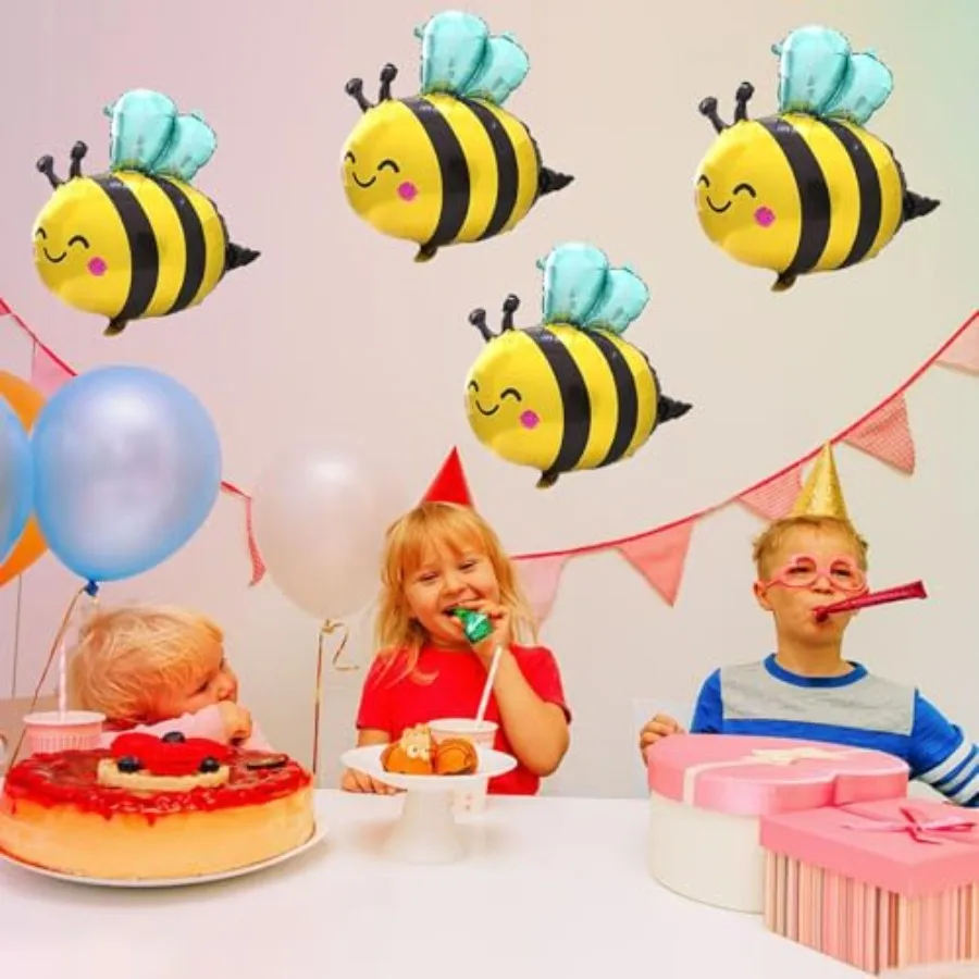 6個入り 蜂バルーン 31インチ 可愛い笑顔の蜂バルーン 黄色と黒の蜂ホイルマイラーバルーン 素敵な森のミツバチバルーン