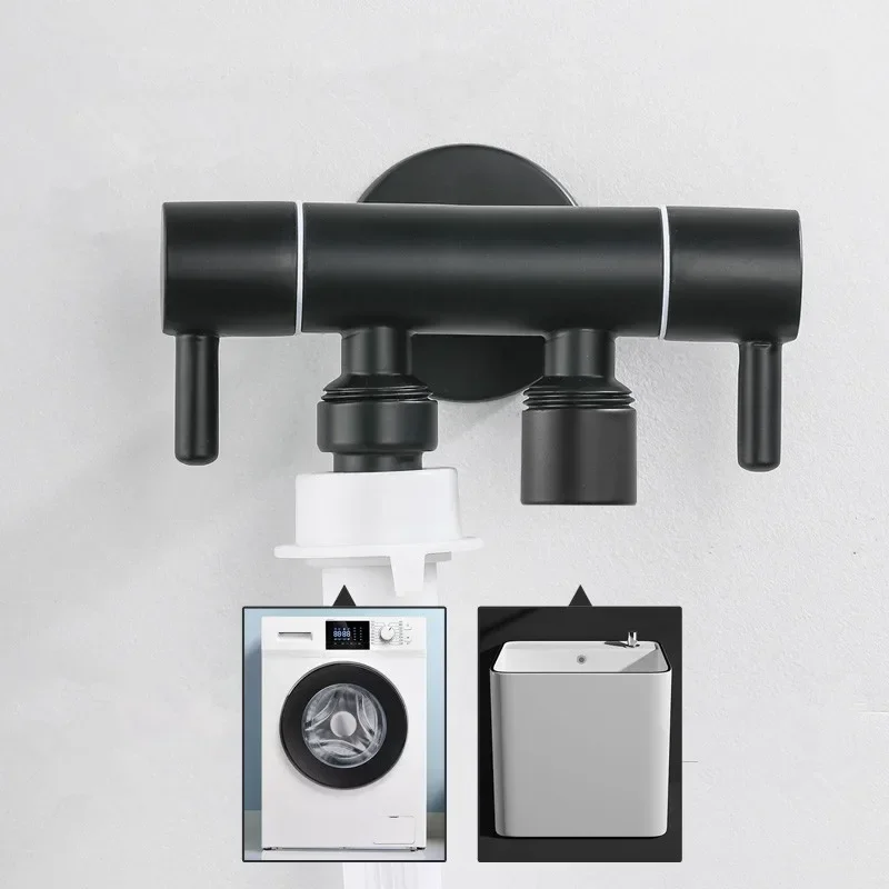 Modern Black Multi-Function Wall Bibcock Tap Outdoor Garden Washing Machine Faucet Single Cold Bathroom Mop Taps