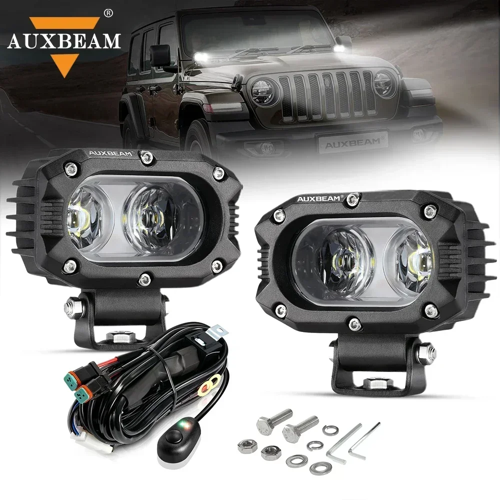 AUXBEAM R4 SERIES 4 inch LED Work Light 60W LED Pod Driving Lamp 3000K/6500K Flood Spot light for Offroad Truck SUV 4WD