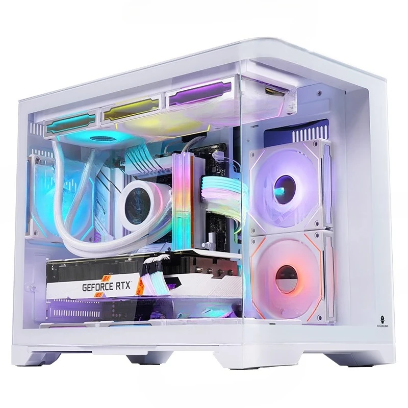 Snow-white Computer Case Desktop MATX Seaside Apartment 240/360 Water Cooling Full Side Transparent ITX Empty Box No Attachments
