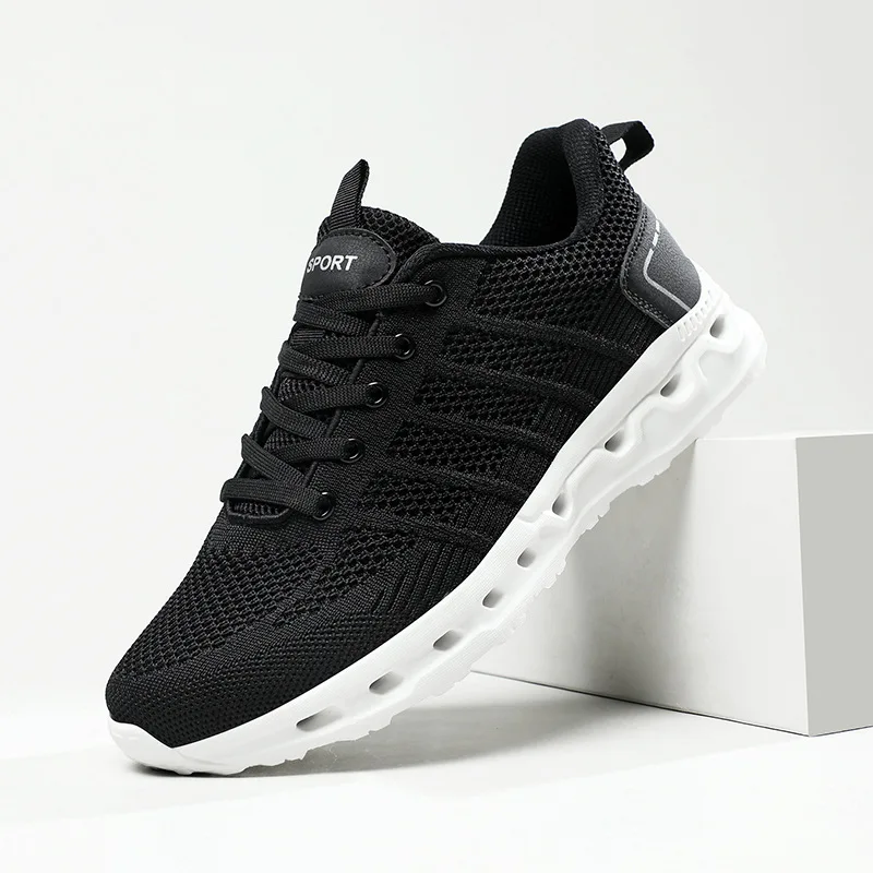 Summer Men Plus Size Running Shoes Flying Woven Mesh Breathable Sneakers Lightweight Casual Walking Footwear Fashion Sport Shoes