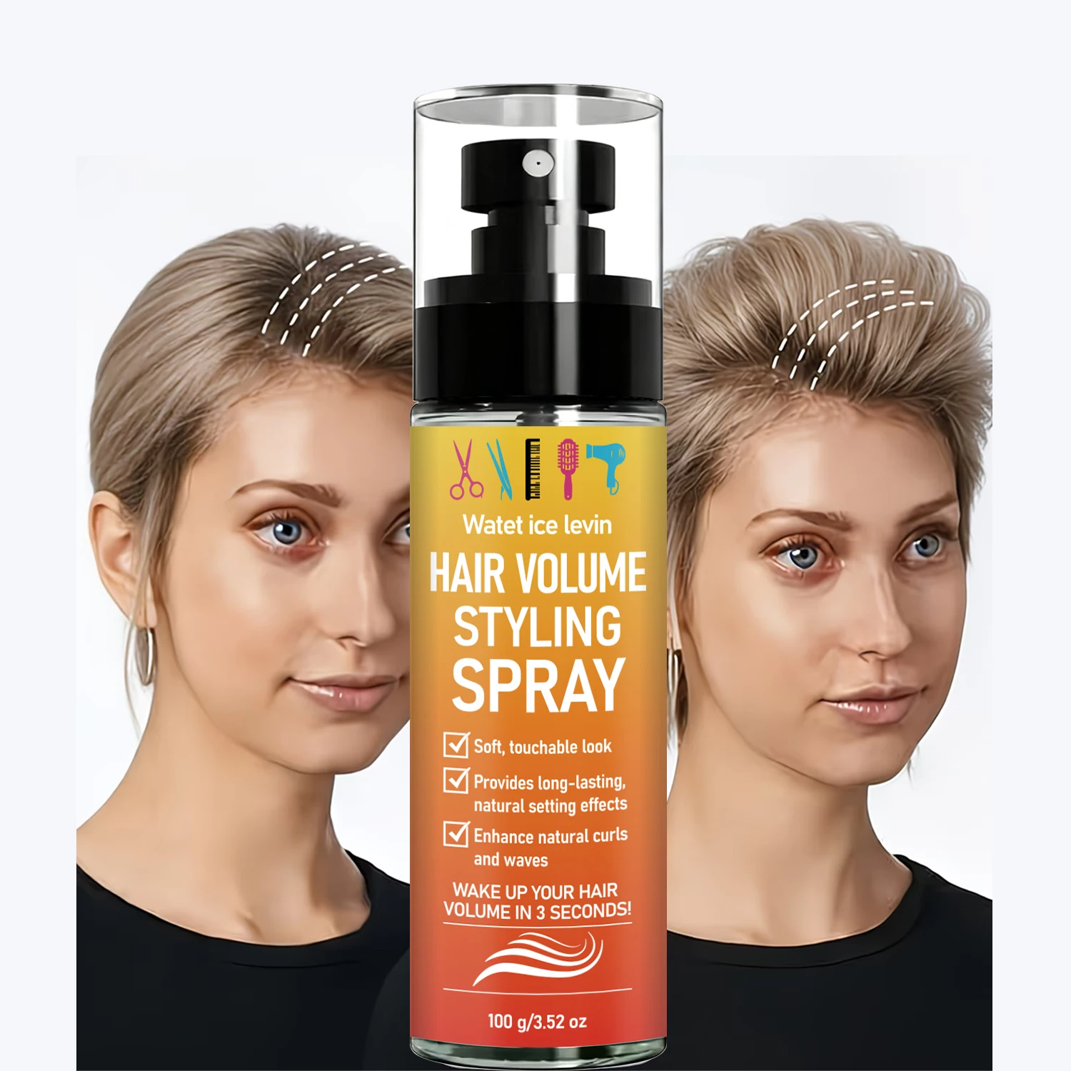 Water Ice Levin Volume Styling - đánh giá và giá Setting Spray