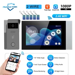 2 cables Smart Home Tuya Wifi 1080P Video intercomunicador Video puerta teléfono 7 ''pantalla táctil a Color cámara timbre sistema de seguridad de puerta