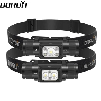 BORUiT HP340/HP350 LED Far Tip-C Şarj Edilebilir Güçlü Far Su Geçirmez Kamp Balıkçılık Kafa Feneri Acil Durum Feneri