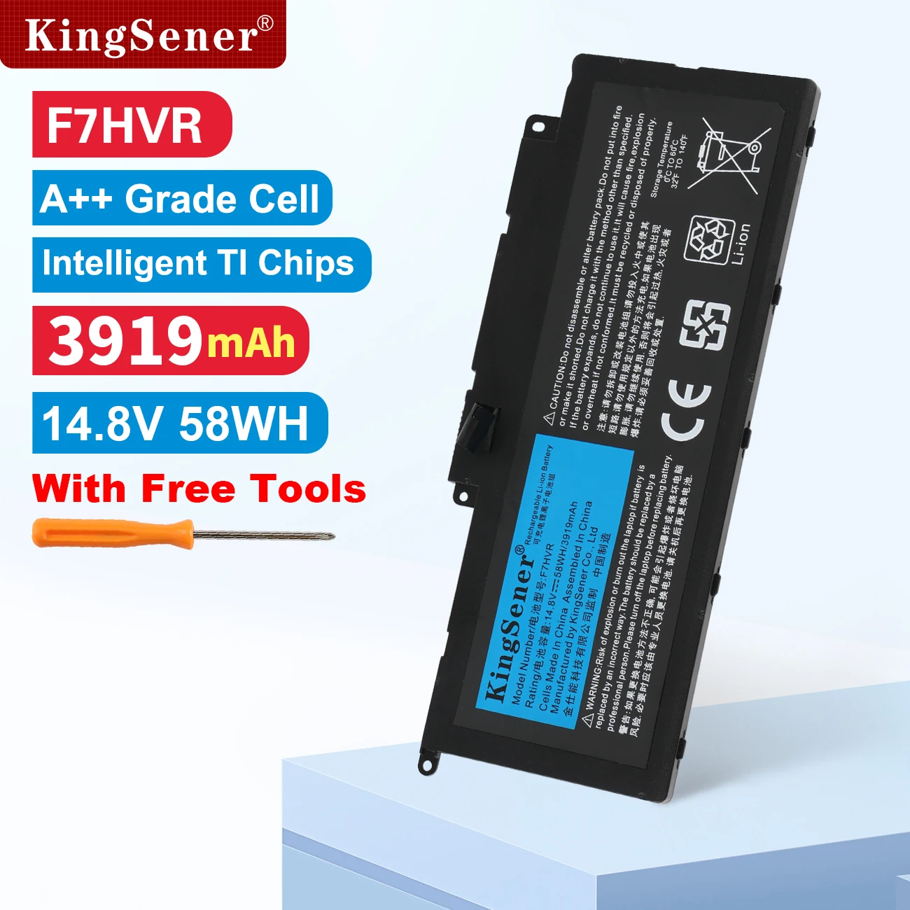KingSener F7HVR Laptop Battery For DELL Inspiron 15-7537 17-7737 Ins17HD-1728T  17HD-1528T 17HD-2528T Ins15HD-2528  Ins15HD-1528