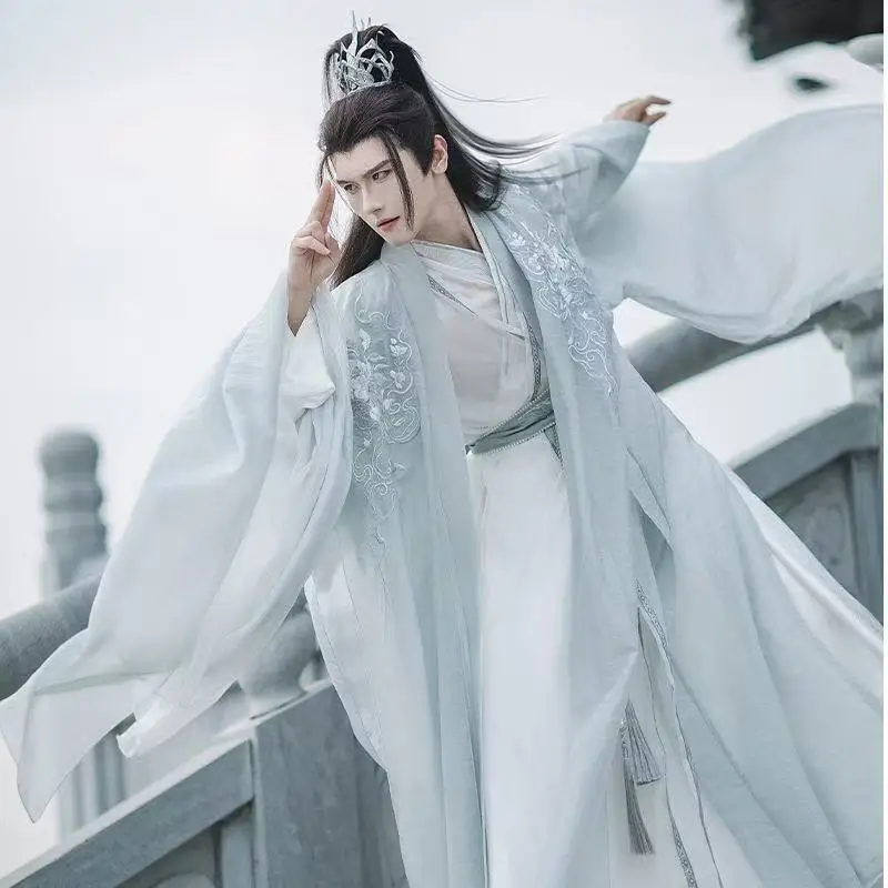 

Ancient Fairy Wuxia Embroidery Hanfu Men Women Traditional Chinese Clothing Vintage Large Sleeve Cosplay Costume Stage Long Robe